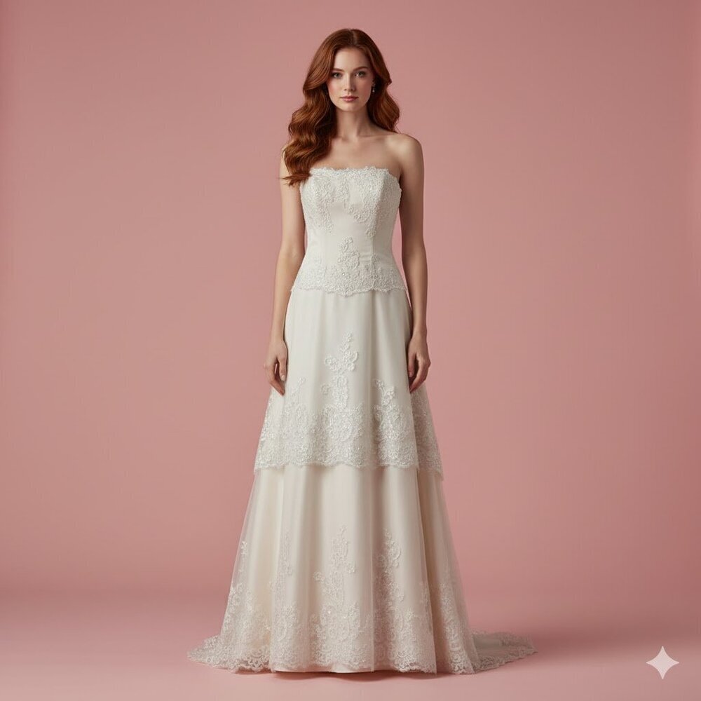 Allie Renee Layered Lace A-Line Bridal Gown NWT